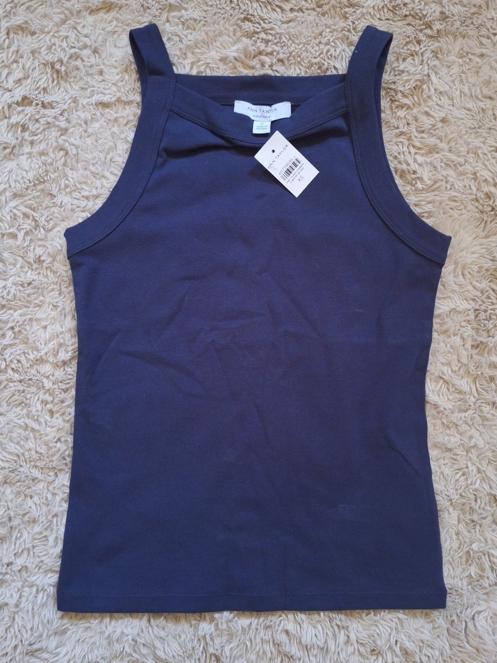 Ann Taylor Navy Sleeveless Cotton Stretch Tank